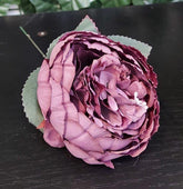 Capete de bujor artificial mov închis – material textil, diametru 9 cm, lungime 26 cm